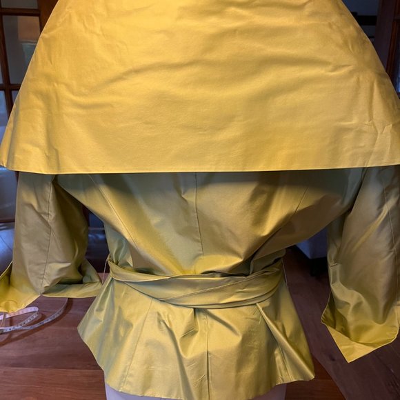 Renato Mucci Green Silk Cocktail Jacket S 42 V Neck and Wide Collar - Picture 3 of 14